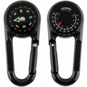 Lucky-88 - Mousqueton Boussole + Boussole + Thermomètre, Boussole Portable Multifonctionnelle en métal pour Randonnée/Voyage/Camping, Professionnel 3