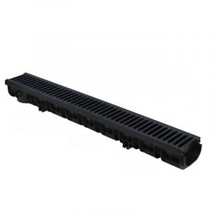 First Plast - Pack Caniveau Noir pp pratiko série 130XL Haut 130 x 1000 mm + deux Grilles b-tek C250 (trafic lourd) + 2 blocages en métal