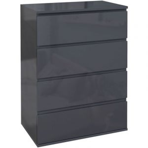 Commode 4 tiroirs style contemporain laqué gris