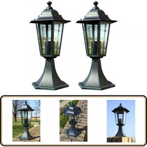Lampes de jardin 2 pcs Vert foncé/Noir Aluminium - Lumieres Exterieures - Lampadaire Jardin - Éclairage Jardin - Luminaire Extérieur - Décoration