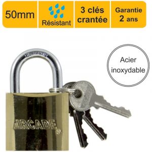 Arcade - jamais utilisé] Cadenas 50 mm en acier inoxydable - garantie 2 ans