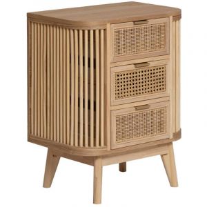 Petit chiffonnier en bois de pin et cannage Guido