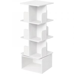 &Eacute;tag&egrave;re pivotante &agrave; 360&deg;, Meuble de Rangement &agrave; 4 Niveaux, Biblioth&egrave;que Ouverte pour Salon, Chambre, Bureau, Blanc