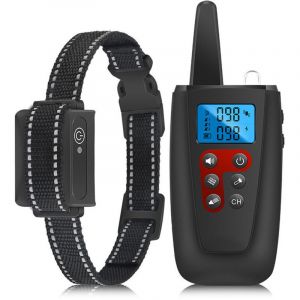 2 En 1 Collier De Dressage Pour Chien 1000 Metre - Collier Anti Aboiement Avec Telecommande Recepteur, Ip67 Etanche Et Rechargeable