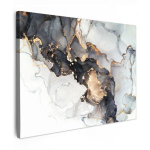 TABLEAU SUR TOILE Marbre - Noir - Blanc - Or - Luxe - Abstrait Tableau D&eacute;coration Murale Salon Tableaux muraux 80x60 cm