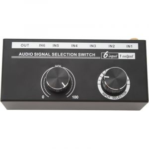 S&eacute;lecteur audio QH 06 6 entr&eacute;es 1 sortie, s&eacute;lecteur de source audio, partage de connexion t&eacute;l&eacute;phone/ordinateur