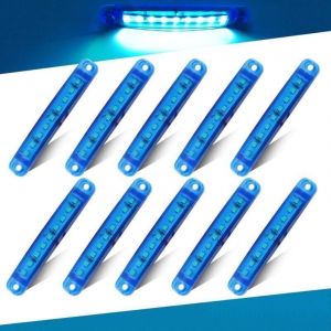 10Pcs Feu Lat&eacute;ral Bleu,12-24V 3,9'' 9LED C&ocirc;t&eacute; LED Marquage L&eacute;ger Camion Remorque Camion Feu Arri&egrave;re Avant et Arri&egrave;re Marquant le Feu Lat&eacute;ral
