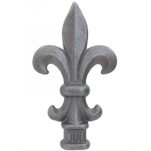 Pointe de lance lys et pontet - Hauteur 120mm Largeur 67mm base carr&eacute; Largeur 24mm - Fer forg&eacute; - &Agrave; souder - DECO FER FORGE