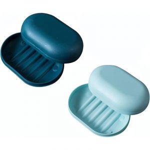2 pi&egrave;ces (bleu clair + bleu fonc&eacute;) 117cm, bo&icirc;te &agrave; savon de voyage, conteneur de bo&icirc;te &agrave; savon &eacute;tanche, bo&icirc;te &agrave; savon refermable, bo&icirc;te de douche,