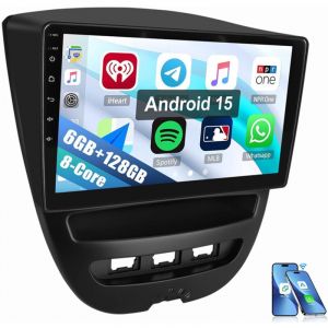 8 c&oelig;urs 4G LTE pour Toyota Aygo Citroen C1 Peugeot 107 GPS Android 15 Autoradio 6+128G