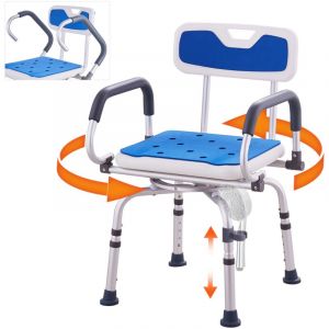 Vevor - Siege de bain rotatif, pivotant a 360°, avec bras reglables et mobiles, securise pour les douches/baignoires, antiderapant, supporte jusqua