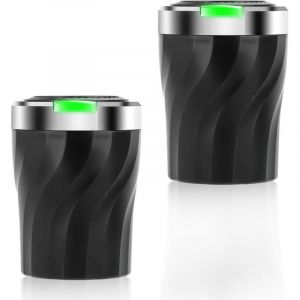 Lot de 2 cendriers de voiture avec couvercle, cendrier de poche avec lumière LED, cendrier portable sans fumée en acier inoxydable pour voitures et
