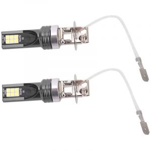 ZVD - 2pcs led ampoule de phare, 2525 12LED phare de v&eacute;hicule de voiture replacement pour ampoule de phare H3 DC12V-24V blanc 6500K-7500K
