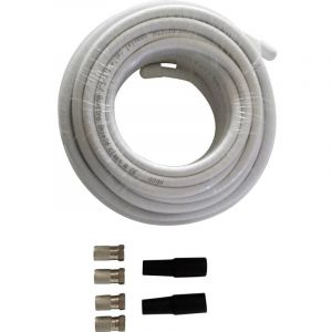 Kit de connexion satellite 4 fiches F mâles, 2 passe-fils en caoutchouc, 20 m de câble Wittenberg Antennen K-102941-10