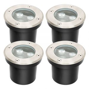 Lumières enterrées, lampadaire de lampe de paysage enterré à LED blanche pour jardin, éclairage extérieur 4x 3W