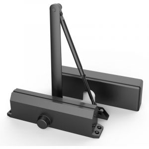 Mophorn - Ferme-porte automatique pour portes de 150 kg, tampon hydraulique réglable, aluminium moulé robuste, installation facile, noir pour usage