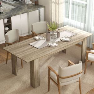 Table &agrave; manger extensible 180&ndash;260 x 90 cm, 6&ndash;10 pers., panneau m&eacute;lamin&eacute; bois ch&ecirc;ne
