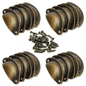 Poignée de meuble-20 Poignée de Coquille Vintage pour Tiroir Armoire Meuble Cuisine, Fer Incurvé Bouton de Porte de Placard Retro 8,2 cm x 3,5 cm