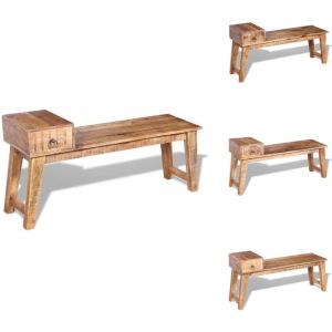 Vidaxl - Banc avec tiroir Bois de manguier massif 120x36x60 cm - Banc Coffre - Banc Entrée - Banc Rangement - Meubles Bois - Décoration Intérieur