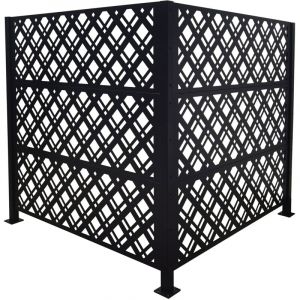 Relaxdays Habillage poubelles, Diamond, 2 panneaux 120 x 120 cm (H x L), brise-vue modulaire, noir