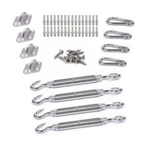 Kit inox fixation voile d'ombrage 4 points de fixation