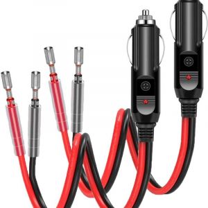 2 Pcs USB Adaptateur Mâle pour Allume-Cigare avec Câble d'alimentation 16 AWG 12V/24V Universel, pour onduleur de Voiture, Pompe à air, Tasse