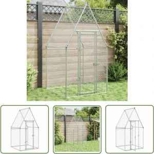 The Living Store - Cage pour poules argent&eacute; 100x100x190 cm acier galvanis&eacute; - Poulailler - Abri Pour Animaux - Cage Pour Poules - Coop Pour Poules