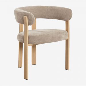 Chaise de salle &agrave; manger avec accoudoirs, rembourr&eacute;e et en fer Jolie SKLUM Marron Bois Naturel