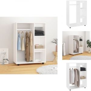 Garde-robe Blanc 80x40x110 cm Bois d'ing&eacute;nierie - Armoire Blanche - Meuble Rangement - Dressing Blanc - Commode - &Eacute;tag&egrave;re