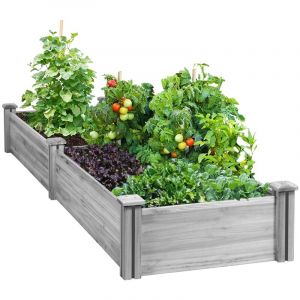 Yaheetech Carr&eacute; Potager en Bois Bac Sur&eacute;lev&eacute; Potager Ext&eacute;rieur/Int&eacute;rieur Bac &agrave; Fleurs L&eacute;gumes pour Jardin Cour Serre Terrasse 241,5 cm L &times; 62,5 cm l