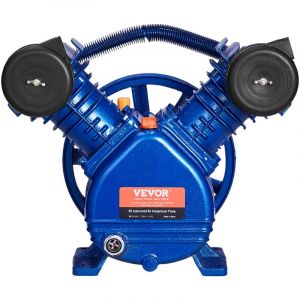 Tete de Pompe de Compresseur deAir, 3 cv, Tete de Pompe a Piston Lubrifie a lHuile 2 Cylindres, Debit 177 L/min 6,25 cfm a 90 psi, en Fonte Type v 1