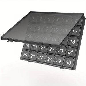 Pilulier mensuel, pilulier &agrave; 30 compartiments, pilulier de voyage, bo&icirc;te &agrave; vitamines et huile de poisson