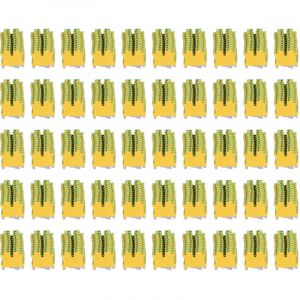 Borne de mise &agrave; la terre en cuivre pur mont&eacute; sur Rail DIN, bloc de terre jaune vert TYP USLKG‑ 3, 50 pi&egrave;ces