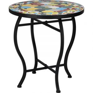 Progarden - Table basse pour terrasse avec mosa&iuml;que, &oslash; 38 cm