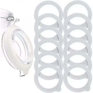 Lot de 12 joints d'&eacute;tanch&eacute;it&eacute; en silicone de rechange, joints herm&eacute;tiques en silicone, adapt&eacute;s aux couvercles de bocaux Mason et aux bocaux &agrave; large