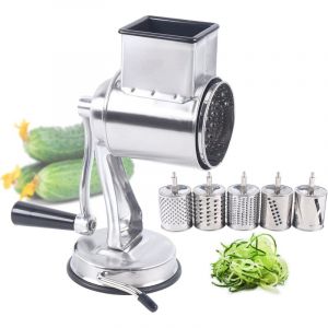 Senderpick - Râpe à tambour, coupe-légumes en acier inoxydable, coupe-légumes manuel, râpe à pommes de terre, râpe à fromage avec manivelle et 5