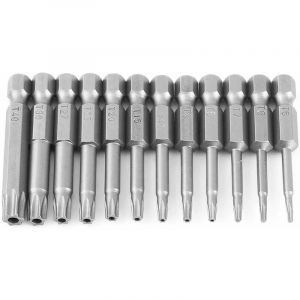 Jeu de 12 tournevis torx creux à manche hexagonal 1/4 avec manche hexagonal