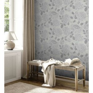 As Creation - Papier peint intiss&eacute; floral gris Tapisserie &agrave; fleurs style vintage Papier peint &eacute;l&eacute;gant r&eacute;sistant et lavable id&eacute;al pour chambre