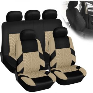 Housse Siege Voiture,9pcs Voiture Cuir Ensembles Housses Si&egrave;Ge, Housses De Si&egrave;Ge Universelles(Riz)