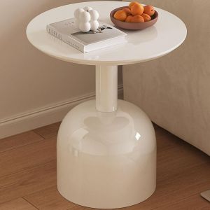Guyii Table d'appoint Ronde, Design Moderne, Base en Forme de Ballon, Table Basse décorative pour Salon ou Chambre, Petite Tables de Chevet Blanche