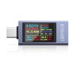Testeur USB C Meter de Tension, 4-30V 0-12A Type C Tester Electrique Compteur de Courant Multim&egrave;tre Num&eacute;rique Wattmetre Voltm&egrave;tre Amp&egrave;rem&egrave;tre