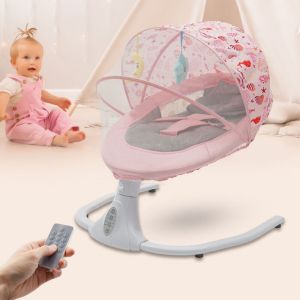 Berceau musical Bluetooth, transat &eacute;lectrique pour b&eacute;b&eacute;, angle r&eacute;glable de 30 &agrave; 180 degr&eacute;s, adapt&eacute; aux b&eacute;b&eacute;s de 0 &agrave; 18 mois et pesant moins de 39,68