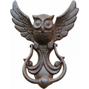 Heurtoir de porte en fonte - Style vintage - Chouette - D&eacute;coration pour votre jardin, maison en bois, maison de ferme