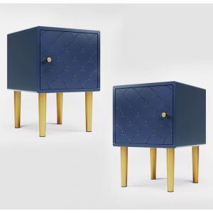 Ensemble de 2 Tables de Chevet en Bleu Marine, 50 x 35 x 35 cm, Tables d'Appoint pour Tous les Lits et Chambres, Set de 2 Nuit Moderne