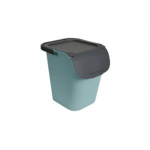 EDA - poubelle de tri 40 l - poubelle de tri sélectif avec couvercle - large ouverture - superposable et emboitable - vert eucal