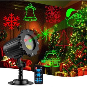 Lumi&egrave;res laser de No&euml;l, projecteur laser rouge et vert avec t&eacute;l&eacute;commande RF, &eacute;tanche, d&eacute;coration int&eacute;rieure et ext&eacute;rieure, y compris cadeau de No&euml;l,
