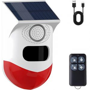 D&eacute;tecteur de mouvement ext&eacute;rieur solaire et Wi-Fi, d&eacute;tecteur de pr&eacute;sence infrarouge sans fil, son de 120 dB et &eacute;tanch&eacute;it&eacute; IP65, pour garage, jardin