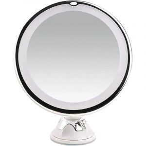 Miroir grossissant x10, miroir de maquillage &eacute;clair&eacute; par LED, miroir de bureau mural rotatif &agrave; 360&deg; avec ventouse, id&eacute;al pour le rasage et le