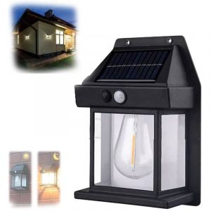 Lampe Murale Solaire Detecteur De Mouvement Lampe Murale Led Tungstene Ip65 Noir