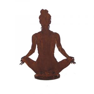 Jardinex - Statue de Jardin Femme Yoga M&eacute;tal Rouill&eacute; : D&eacute;co Zen - Rouille